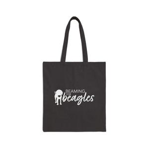 Beagle Lover Cotton Canvas Tote Bag, Beaming for Beagles, Shopping Bag, Black and White Beagle Illustration, Reusable Grocery Bag