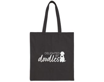 Bolsa de lona de algodón para amantes de los garabatos, Delighted by Doodles, bolsa de compras, ilustración de garabatos en blanco y negro, bolsa de supermercado reutilizable