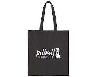 Pitbull Lover Cotton Canvas Tote Bag, Pitbull Passionate, Shopping Bag, Black and White Pitbull Illustration, Reusable Grocery Bag