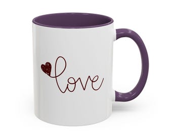 Love Script Heart Accent Coffee Mug 11oz | Free Shipping