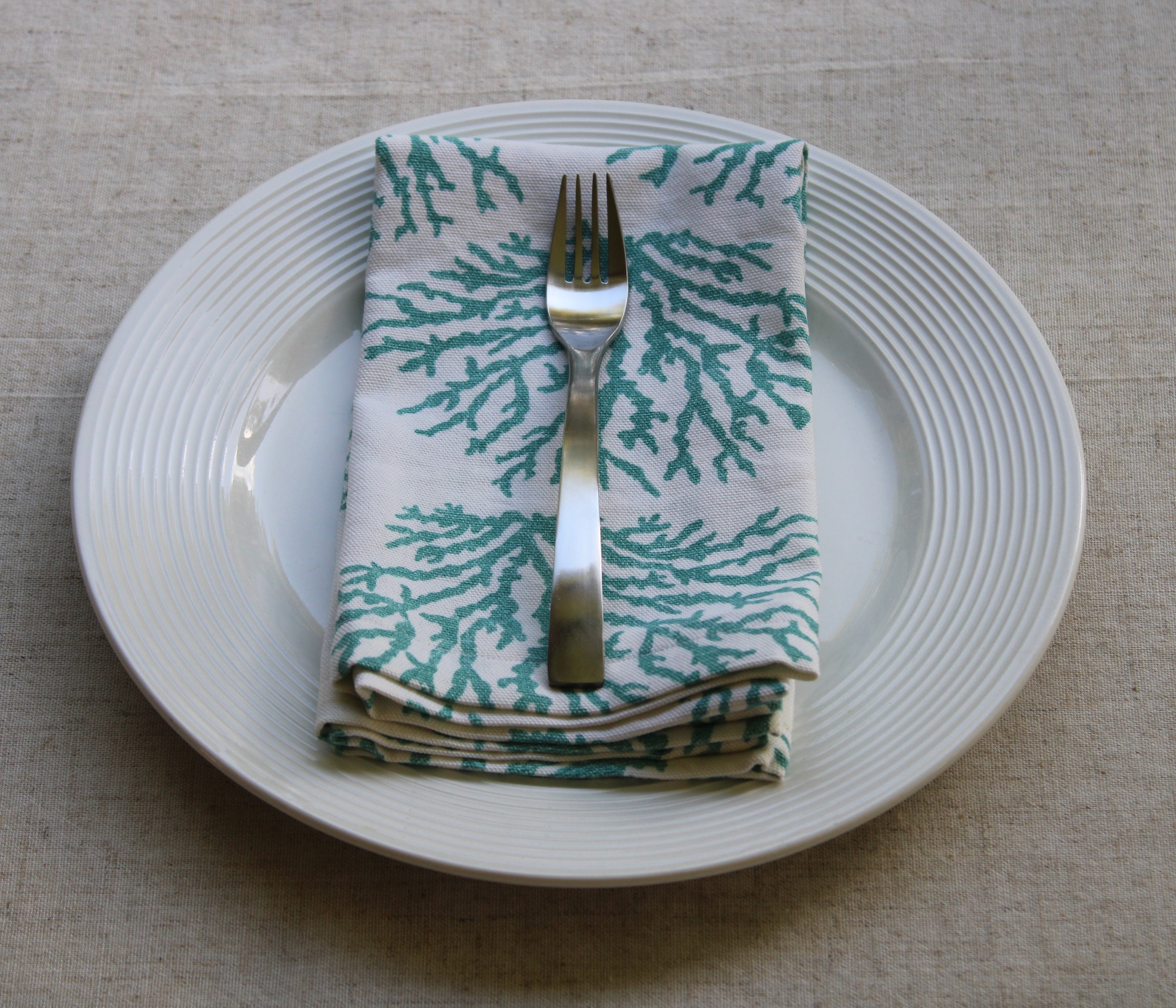 Teal Coral Cloth Napkins/Reusable Napkins/Dinner Napkins Etsy