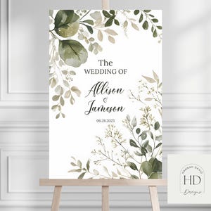 Plaque de bienvenue florale personnalisée pour mariage : décoration personnalisée élégante