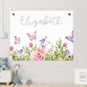 Personalized Acrylic Baby Name Sign: Floral Nursery Wall Art