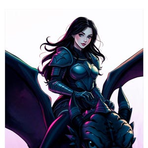 Illustration of Violet Violet Sorrengail and Tairn, inspired by Blood Wings (Fourth Wing)