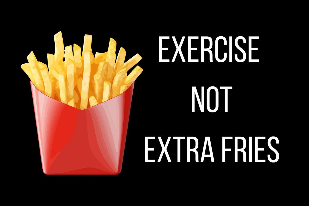 Animated Fries N Exercise Quote Digital Download Postcard Card Print Etsy