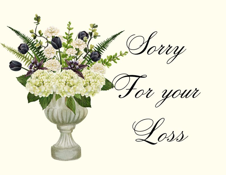 Animated Quote Sorry for Your Loss Flower Arrangement in Vase Digital