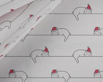 Christmas Cats, Japanese Oxford Fabric for Sewing, Crafting, Dressmaking, 58" Digitally Printed