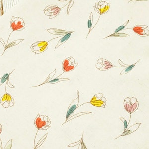 Classic Tulips on Japanese Cotton for Quilting, Sewing, Dressmaking image 1