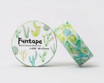 Cactus and Succulents Masking Tape / Washi Tape / Deco Tape for Scrapbooking, Journaling and Card Making - 15mm