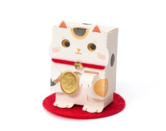 Maneki Neko - DIY Paper Sculpture Kit - Pop-up Paper Doll - Crafting Kit