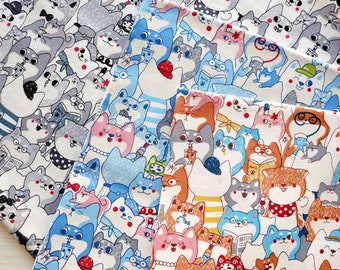 Shiba Inu Gathering - Japanese Cotton Fabric for Sewing, Crafting, Pet Clothing, Pet Accessories