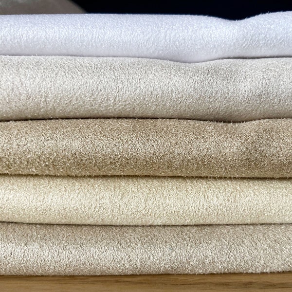 Ivory, Khaki, Beige Faux Suede Fabric / Microsuede Upholstery Fabric for Sewing, Crafting, Home Decor