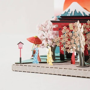 Torii und Sakura - Miniature DIY Papierskulptur Bastelpackung