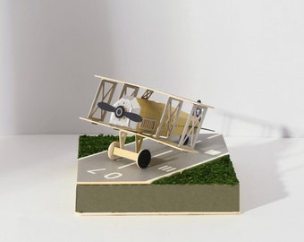 Vintage Airplane with Propellers, DIY Paper Sculpture Kit, Papercutting, Paper Crafting Kit