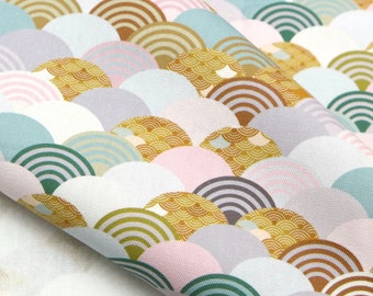 Seigaiha Print Fabric - Japanese Cotton Oxford - 58" Decor Upholstery Fabric