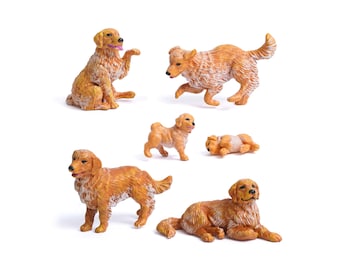 Golden Retriever Cake Toppers, Pet Memorial, Micro Landscape Mini Figurines, Miniature Garden and Terrarium DIY Supplies