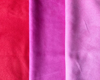 Red and Pink Faux Suede Fabric / Microsuede for Dressmaking and Upholstery - Large Fat Quarter - Vegan Suede