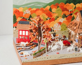 Nara in Autumn - DIY Paper Sculpture Kit - Papercutting / Paper Craft - Crafting Kit