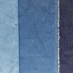 Denim Fabric - Lightweight Denim Fabric in Blue / Light Blue / Dark Blue 7oz - Fat Quarter or Half Yard - Available in Larger Yardage