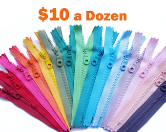 YKK Vislon-ritsen per dozijn - Kies uit 23 kleuren - Gegoten plastic tandenritsen 3VST - Gesloten onderkant 4" tot 10"