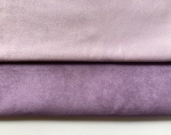 Lilac and Dark Lilac Faux Suede Fabric / Microsuede Upholstery Fabric - Large Fat Quarter - Vegan Suede