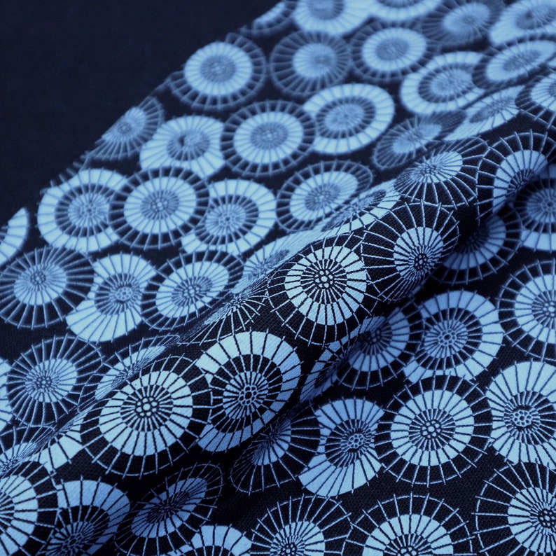 Traditional Japanese Prints on Indigo Japanese Cotton Fabric for Dressmaking, Quilting, Home Decor Umbrella Print