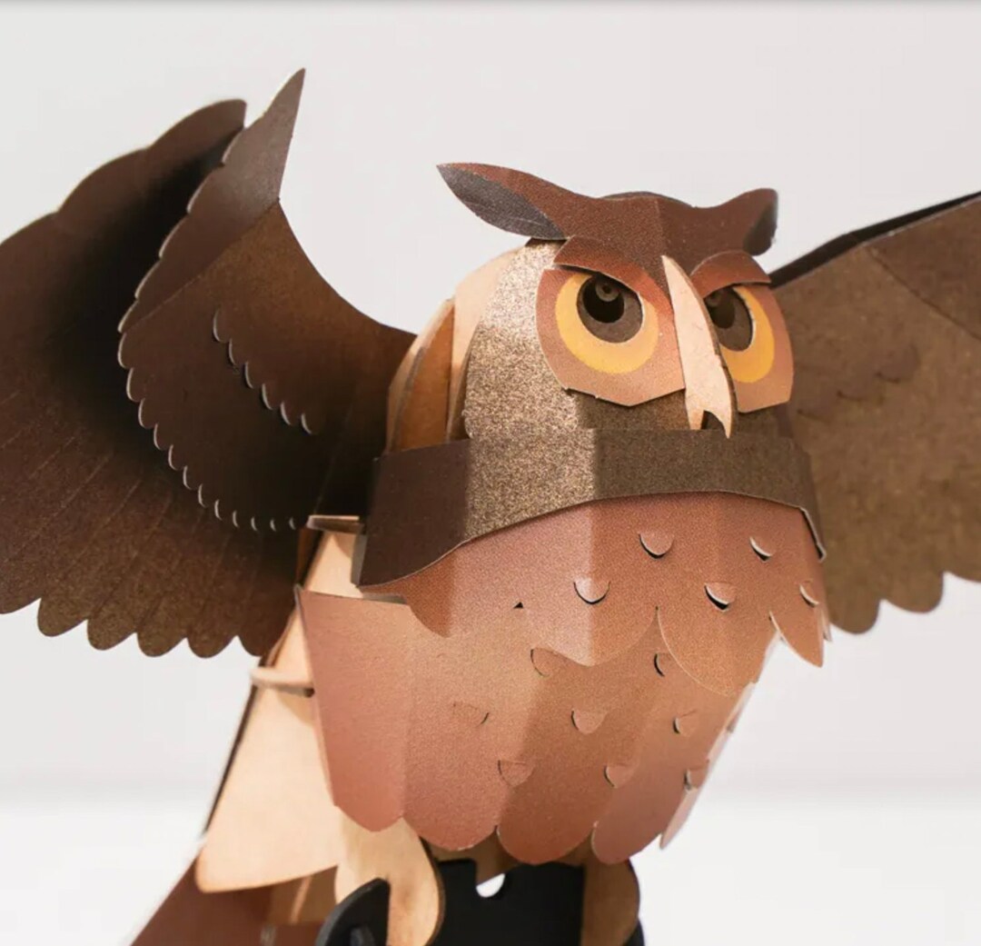 Owl DIY Paper Sculpture Kit Papercutting / Paper Craft Gluefree