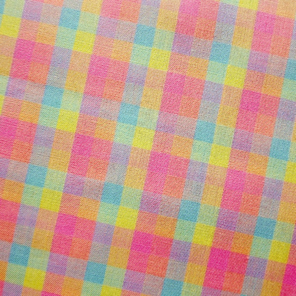 Bubblegum Pastel Gingham Fabric on Japanese Cotton for Sewing, Crafting, Dressmaking