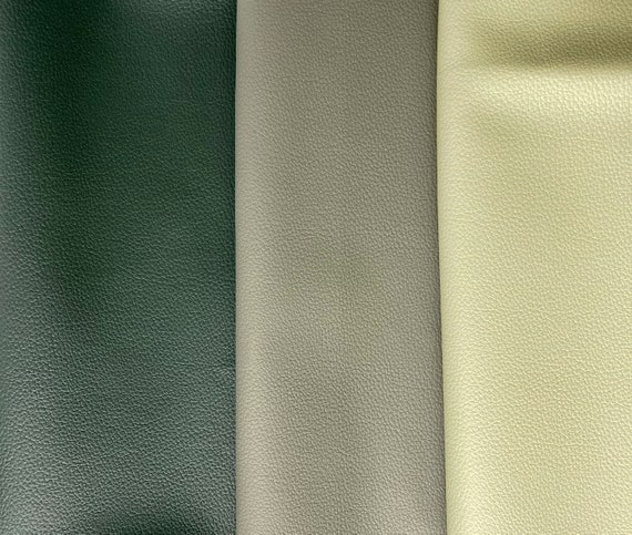 Gray Green Vegan Leather Fabric for Upholstery 55 Faux Leather in Cow Skin  Pattern Matte Finish 