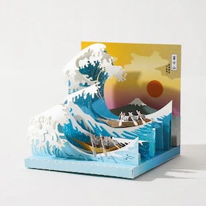 Die große Welle vor Kanagawa - Miniatur DIY Papierskulptur Bastelset