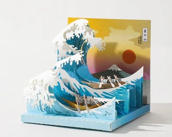 The Great Wave off Kanagawa - DIY Paper Sculpture Kit - Papercutting / Paper Craft - Crafting Kit