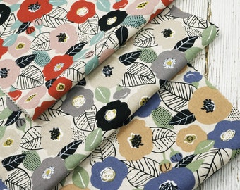 Wallpaper Print Floral on Japanese Cotton Fabric for Dresses, Shirts, Aprons, Bucket Hats, Pouches, Bags