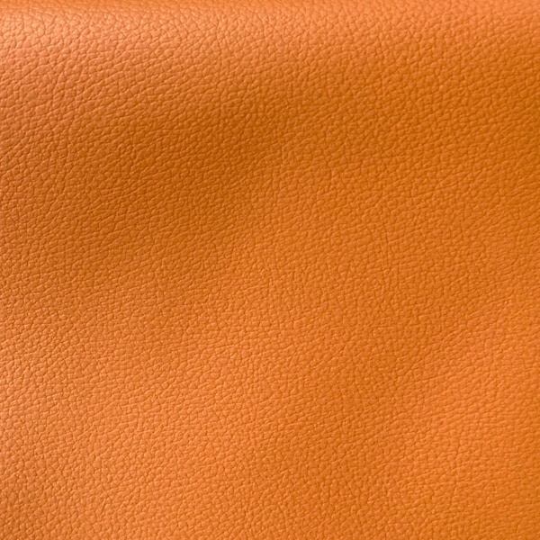 Burnt Orange Vegan Leather Fabric For Upholstery - Faux Leather Fabric in Cow Skin Pattern Matte Finish