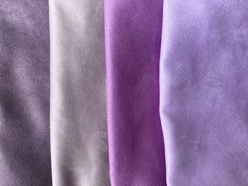 Tessuto scamosciato finto viola, lavanda e lilla/tessuto da tappezzeria in microsuede Grande Fat Quarter Pelle scamosciata vegana immagine 2