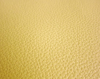 Mustard Yellow Vegan Leather Fabric For Upholstery - Faux Leather in Cow Skin Pattern Matte Finish