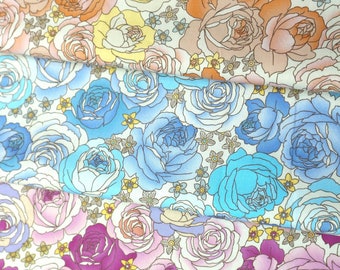 Japanese Cotton Twill - Floral Print Fabric - Roses - Fat Quarter or Half Yard