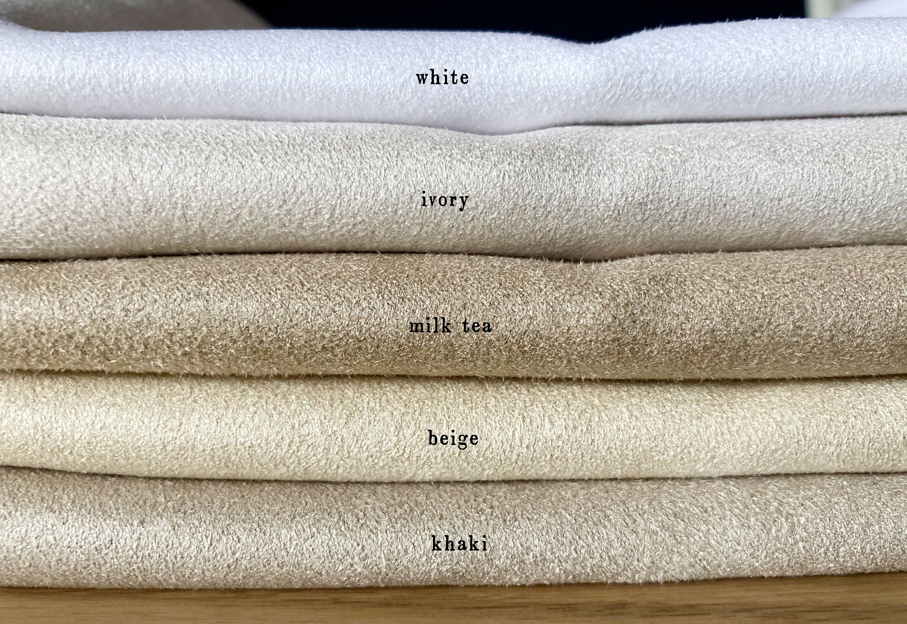 Ivory, Khaki, Beige Faux Suede Fabric / Microsuede Upholstery 