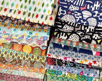 Destash Fabric - Floral - Fabric Scraps Grab Bag - Destash Japanese Cotton Fabric, Linen Fabric, Cotton Linen Blend