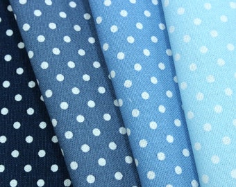 Pin Dot Fabric By The Yard - Denim Blue Baby Blue 4mm / 9mm  Polka Dots for Sewing, Crafting, Dressmaking