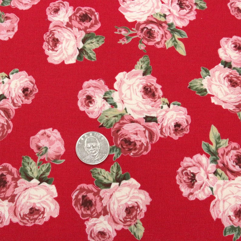 Victorian Roses Japanese Cotton Fabric for Sewing, Crafting