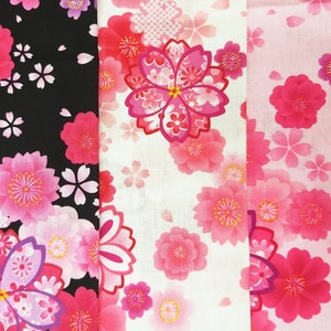 Cherry Blossom Fabric on Japanese Cotton for Quilting, Crafting, Dressmaking