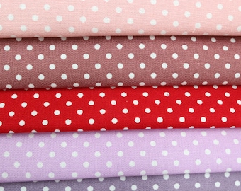 Pin Dot Fabric By The Yard - Pink Red Purple 4mm / 9mm Polka Dots for Sewing, Crafting, Dressmaking