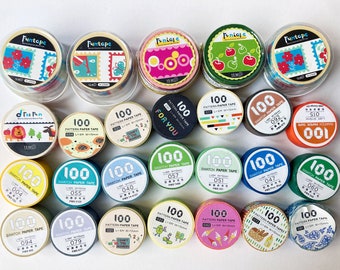 Washi Tape Grab Bag of 10 - Washi Sticker Tapes in Various Patterns and Sizes Randomly Selected - Destash