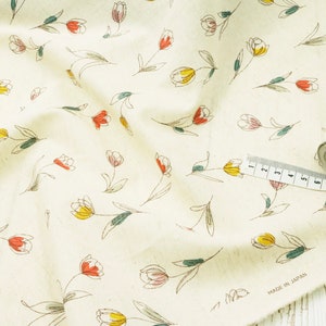 Classic Tulips on Japanese Cotton for Quilting, Sewing, Dressmaking image 2