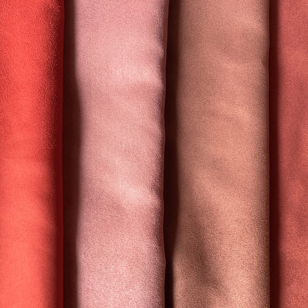 Terracotta and Rose Pink Faux Suede Fabric / Microsuede Upholstery Fabric - Large Fat Quarter - Vegan Suede