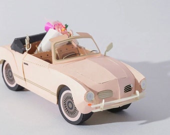 Vintage Convertible - DIY Paper Sculpture Kit - Papercutting / Paper Craft - Crafting Kit