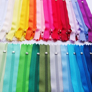 24 Colors Sampler Pack YKK Nylon Zippers - 4" to 22" Zips for Crafting and Sewing