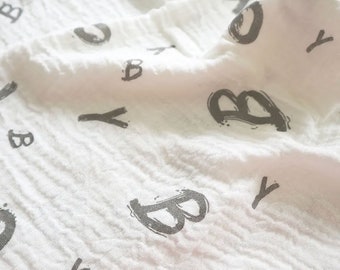 Baby Alphabet - 50" Double Gauze Fabric - Cotton for Baby Clothes and Accessories