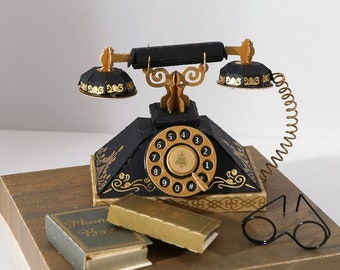 Vintage Telephone - DIY Paper Sculpture Kit - Papercutting / Paper Craft - Crafting Kit