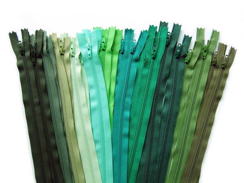 YKK Zippers in Assorted Greens Set of 11 Colors YKK Nylon Etsy
